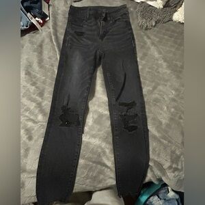 American Eagle Outfitters Black Ripped Skinny Jeans